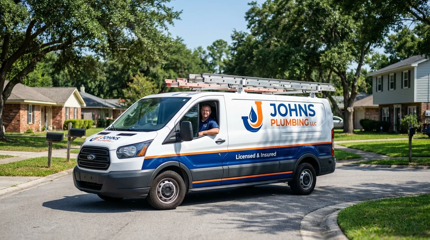 Johns Plumbing LLC service van in Glenolden, PA