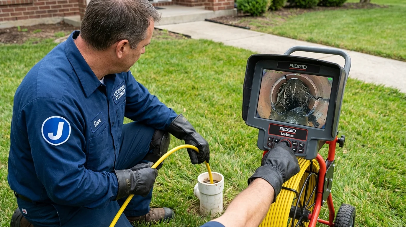 Sewer camera inspection being performed by Johns Plumbing LLC in Glenolden